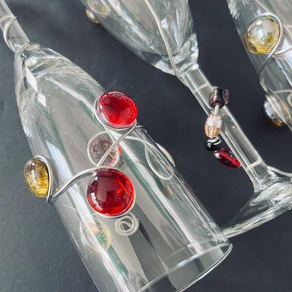 JEWEL DESIGNED Champagne Toasting Flutes Set of 4 - Picture 6 of 6